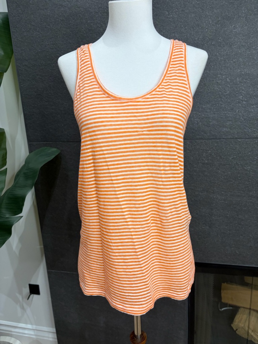 Isabel Marant Etoile Avien Orange Striped Long Tank Top Size Small